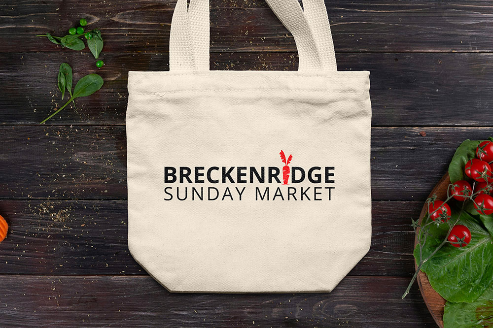 Breckenridge Sunday Market Logo on tote bag