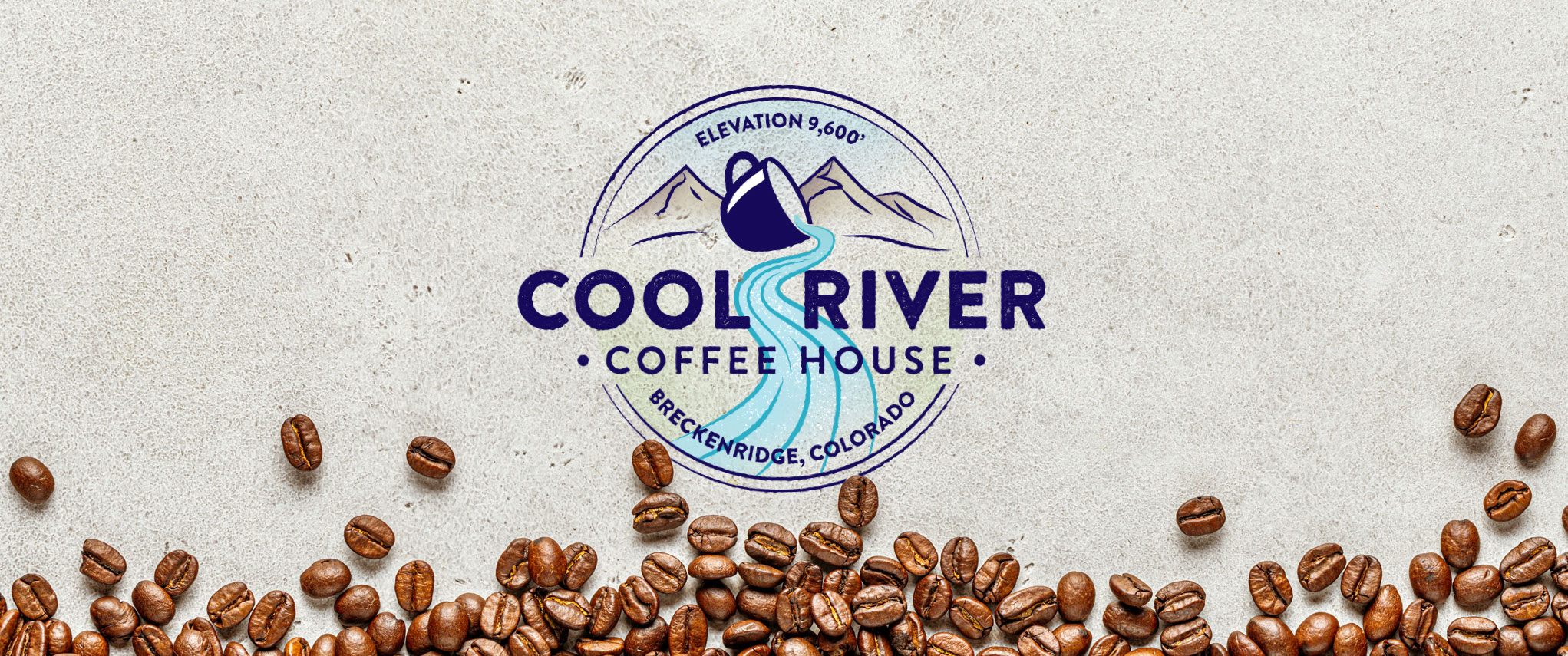 Cool River Coffee House logo with coffee beans