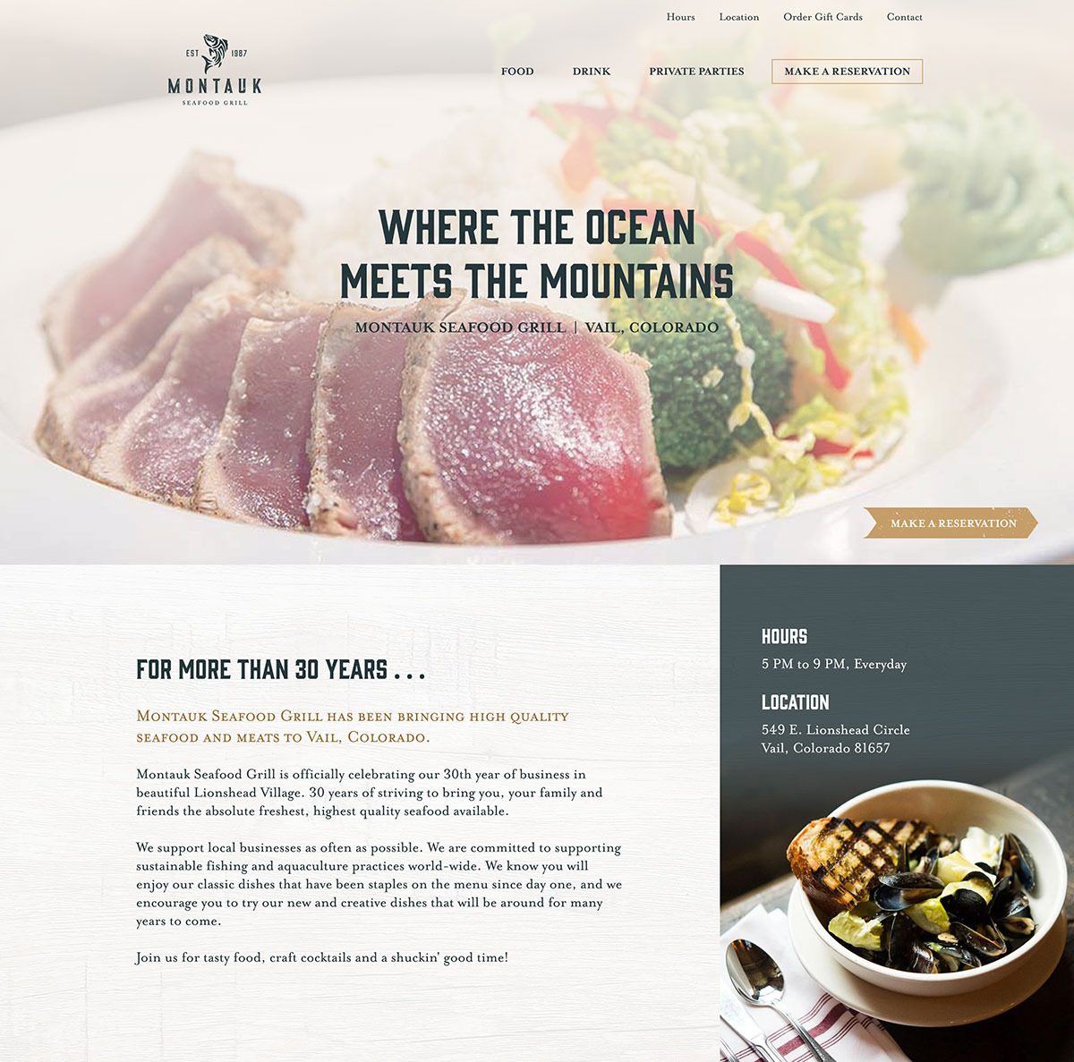 Montauk Seafood Grill Homepage Design