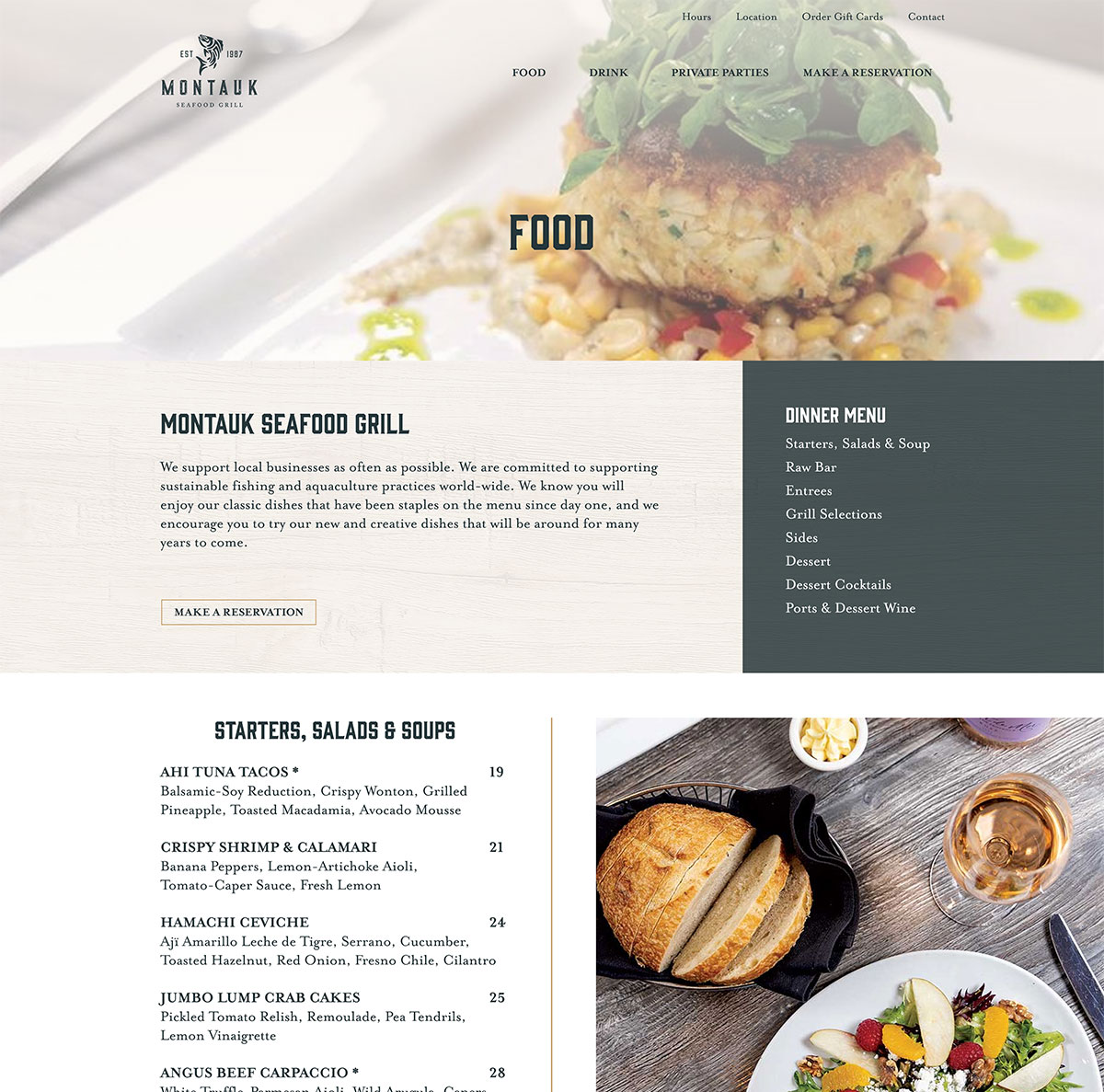 Montauk Seafood Grill Menu Page Design