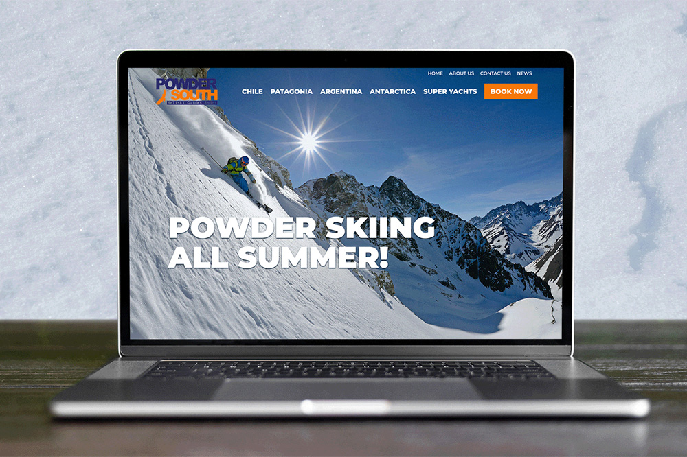 Powder South website on a laptop
