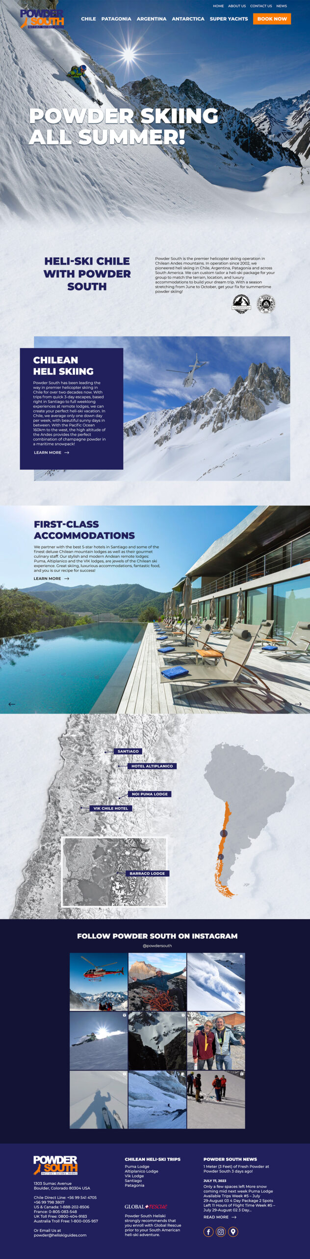Powder South homepage design