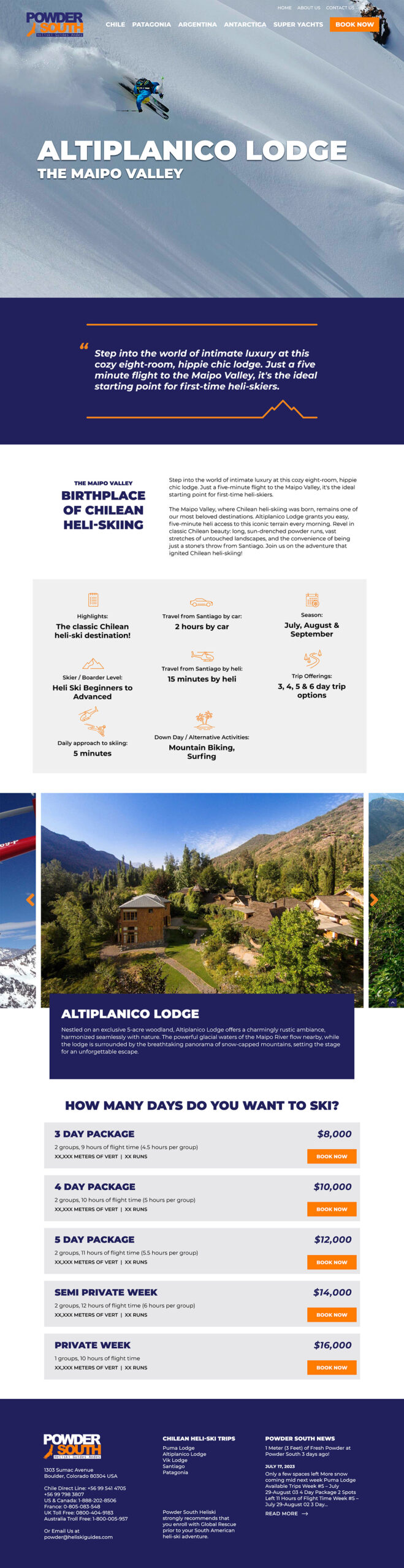 Powder South Accommodations page